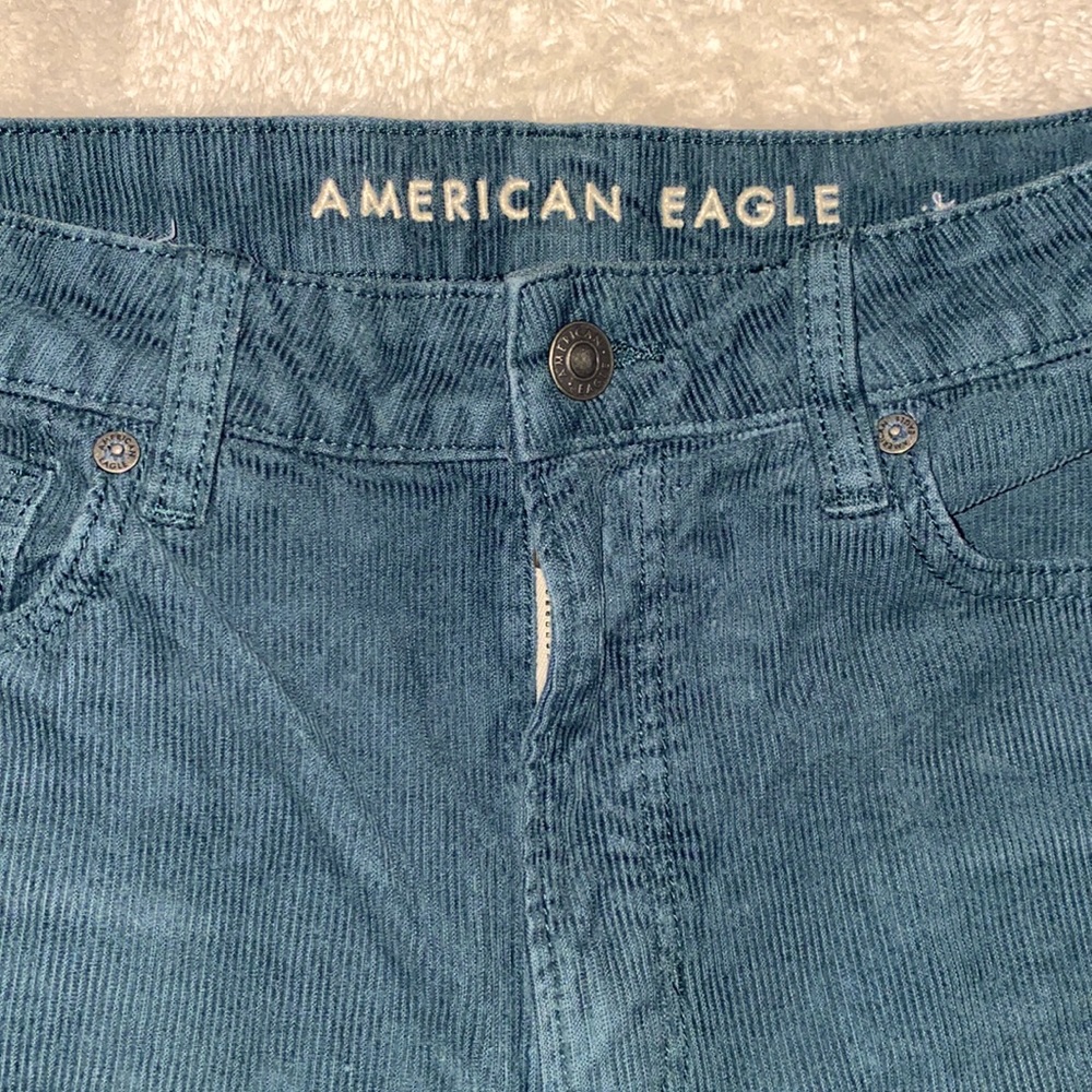 American Eagle Green Corduroy Mom Straight Jean - Picture 2 of 5
